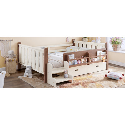 Lits pleine grandeur peu encombrants avec rangement, conception en bois massif pour chambre d'enfant