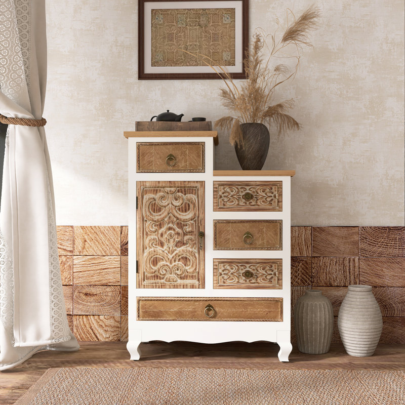 Armoire de rangement à finition texturée - Conception polyvalente avec tiroir et tablette