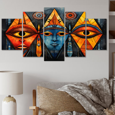 Motif tribal africain II - reproduction d'art mural africain - 5 panneaux
