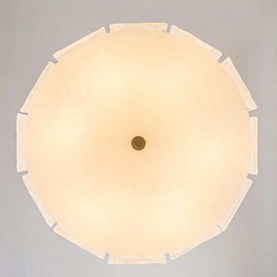 Plafonnier cylindrique à 6 lumières en verre nuageux avec diffuseur blanc