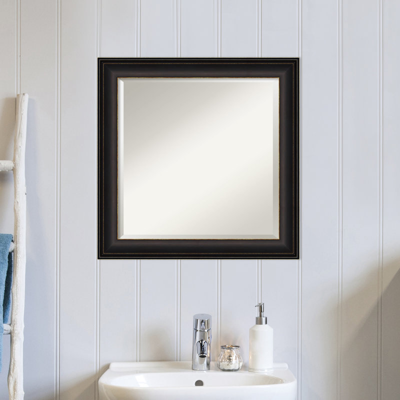 Miroir de salle de bain mural biseauté Reshard Ridge, Bronze huilé, 25 po x 25 po