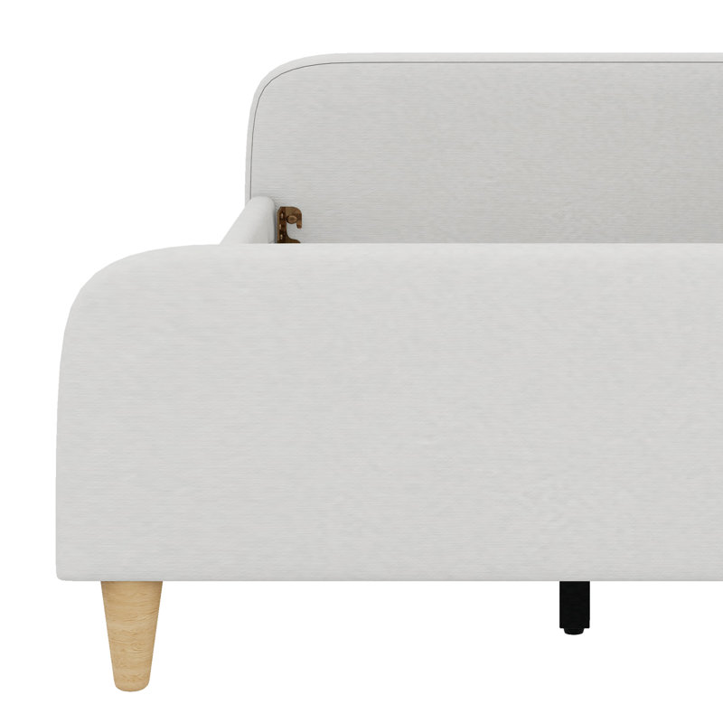 Lit de jour rembourré avec pieds, Beige, Double