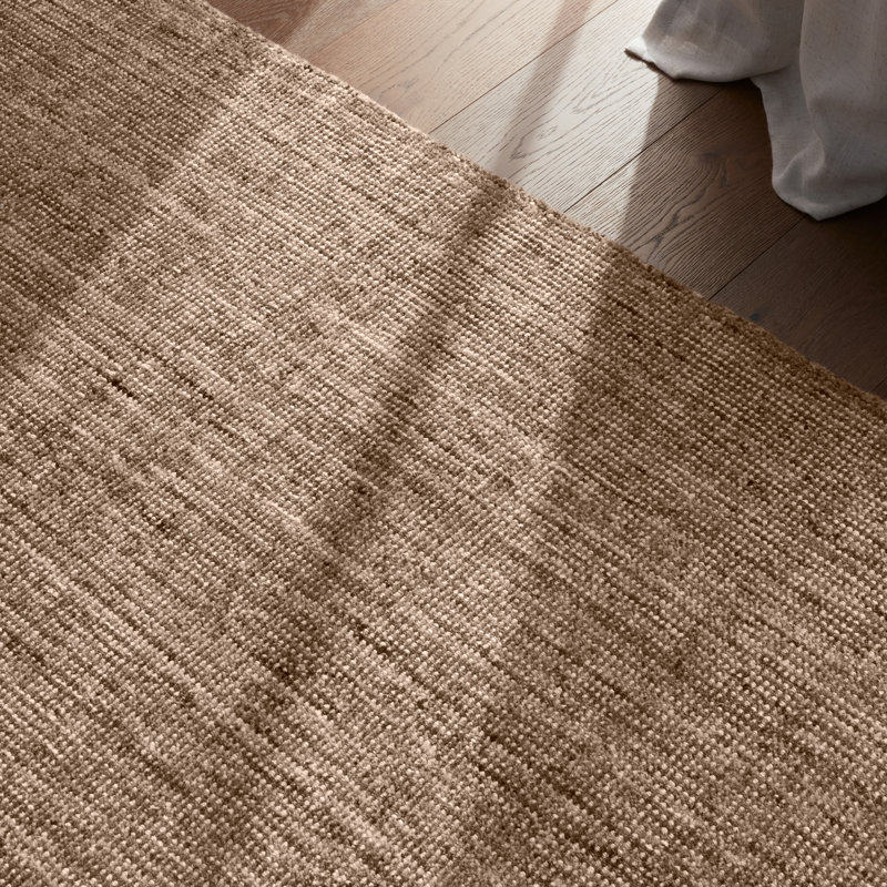 Hued SLO03 Handmade Solid Tan Runner Rug, Rectangle 8'6" x 11'6"