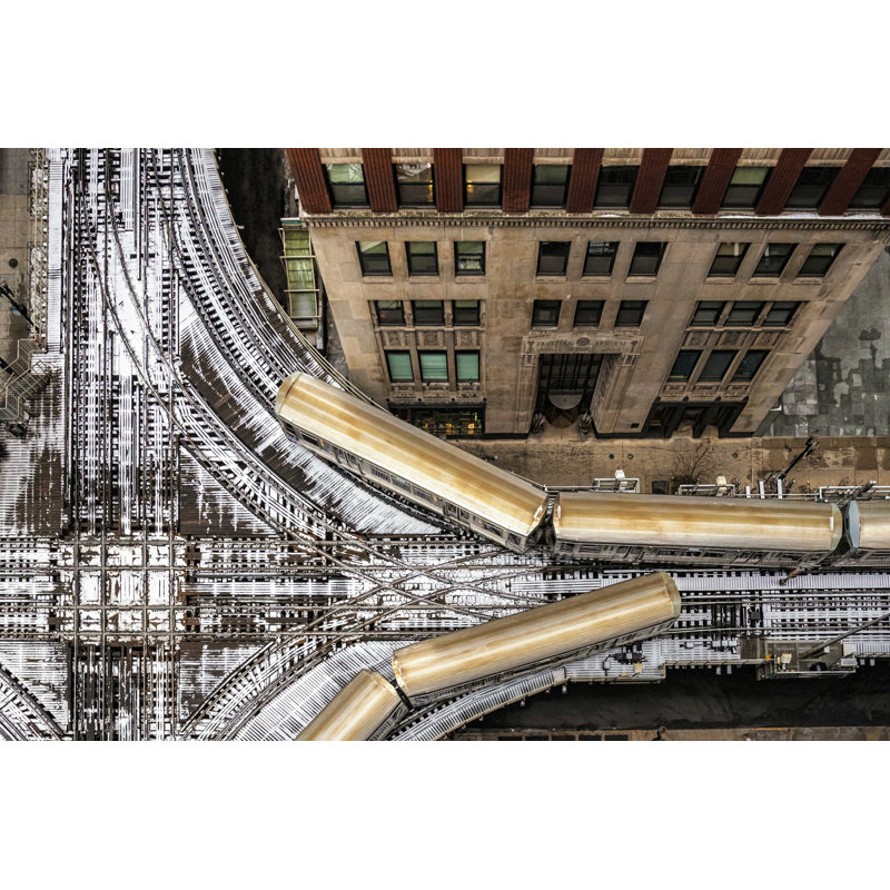 Elevated Train, Chicago - Photographie sur toile tendue, H 32 po x l 48 po