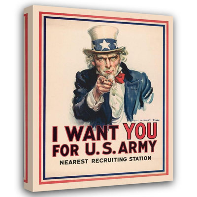 Drapeau, James Montgomery, reproduction d'art sur toile tendue: Uncle Sam, I Want You for the US Army, 1917