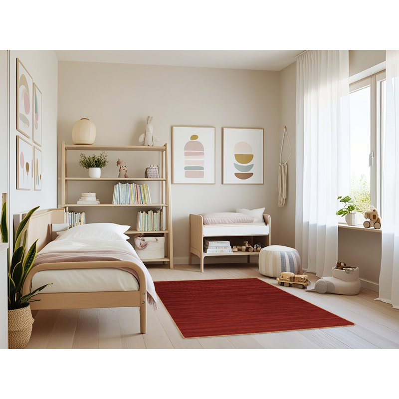 Machine Washable Solid Brown Area Rug, Rectangle 4' x 6'