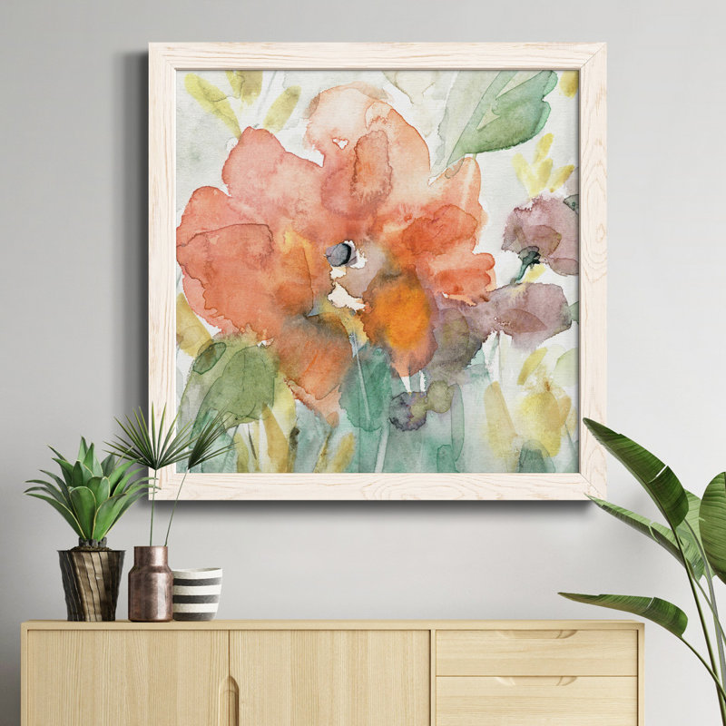 Sundrop Light - Peinture sur toile encadrée, H 17 po x l 17 po x P 1,5 po, Toile avec cadre blanc patiné