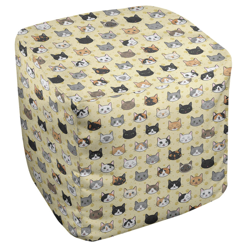 Repose-pieds cubique pour chat kitty Kitterman, Jaune / gris / noir, H 14,5 po x l 87 po x P 13 po