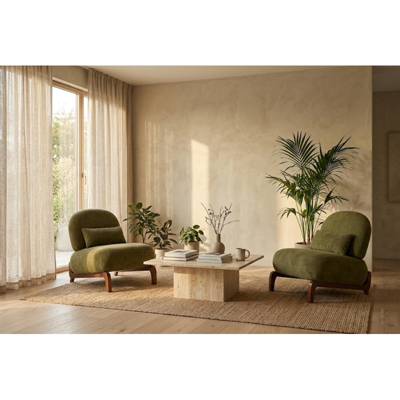 Mid-Century Modern Lounge Chair With Sled Base, Green