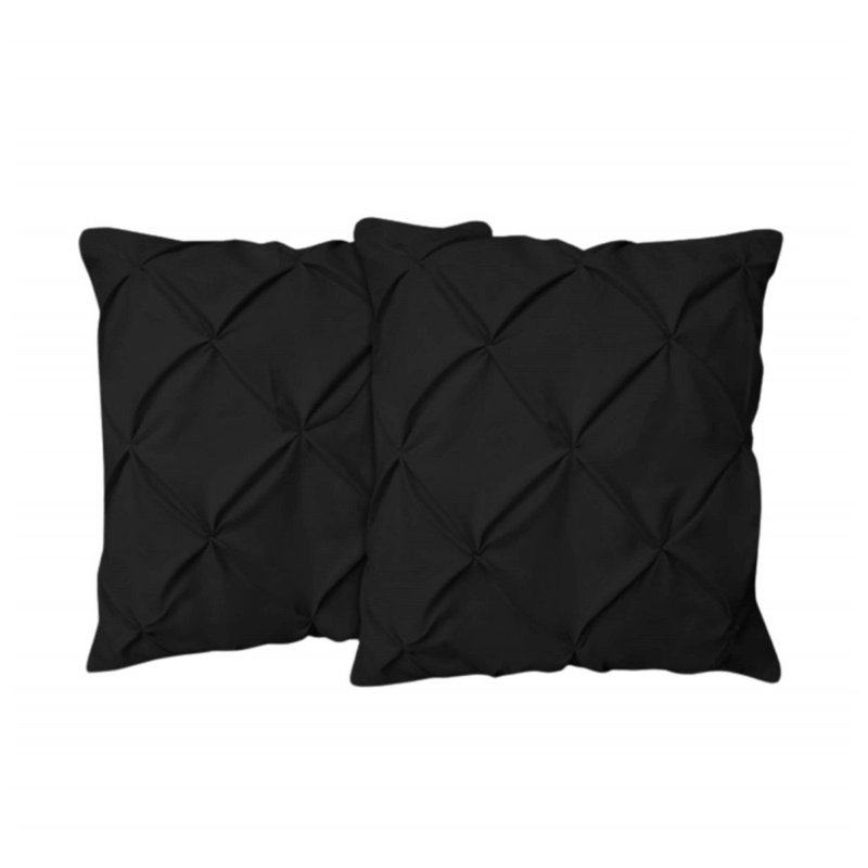 400TC Cotton Pintuck Sateen Solid Euro Sham, Black, 28"H x 28"W