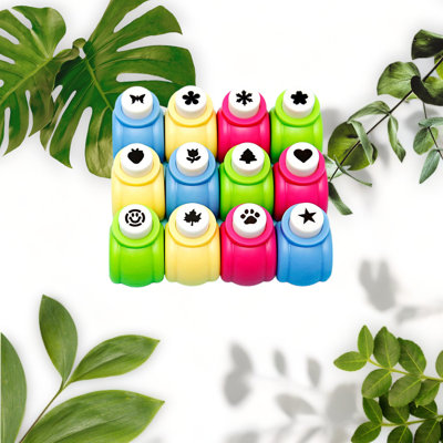 12-Piece Assorted Shape Hole Punch Set for Kids Crafts