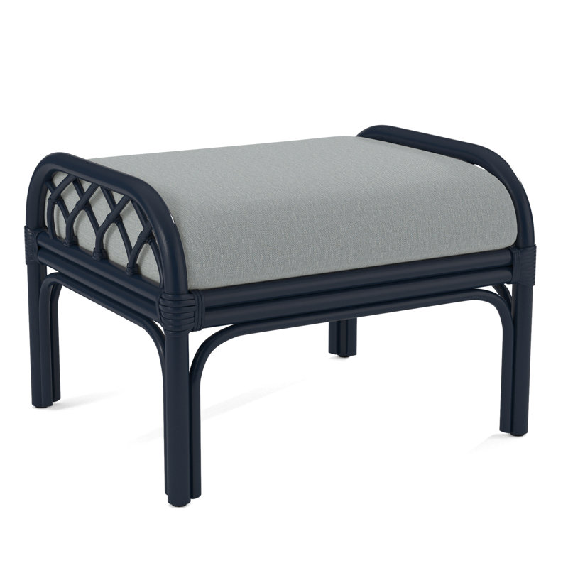 Edgewater Ottoman, Bisque, Light Blue Performance Fabric; 0851-55