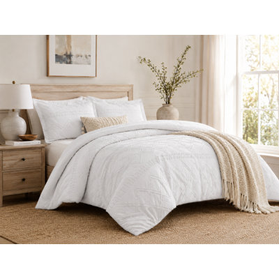 Swift Home Super Soft Clip Jacquard Pre-Washed Duvet Cover Set