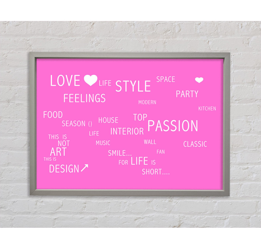 Love Life Vivid Pink - Einzelner Bilderrahmen Typografie auf Leinwand