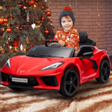 Kimbosmart Licensed Chevrolet Corvette C8 Kids Ride on Car, Battery Powered Remote Car for Kids, Kid Electric Car