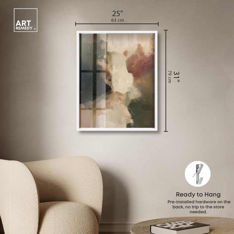 «Mist and Memory I Boho Art Shadowbox» par Art Remedy, H 31 po x l 25 po, Blanc