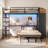 Bunk Bed with Desk and Hall Tree Storage& Charging Station, LED Metal Twin Bunk Beds with 5 Storage Drawers,Under-bed Storage Space,13.4'' Guardrail & Stairs-643917708