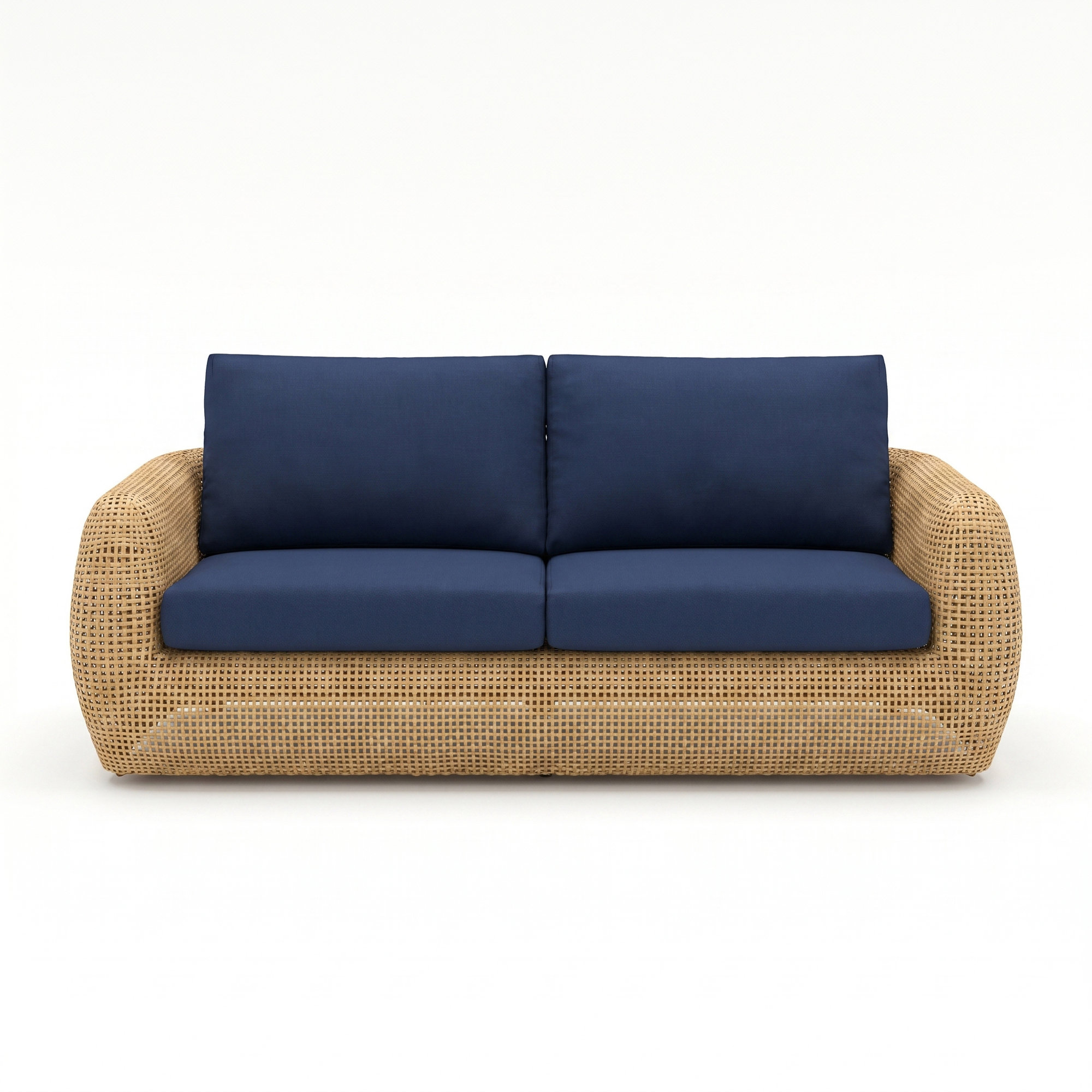 Sydney 81" Outdoor Wicker Patio Sofa with Sunbrella Cushions, Canvas Navy