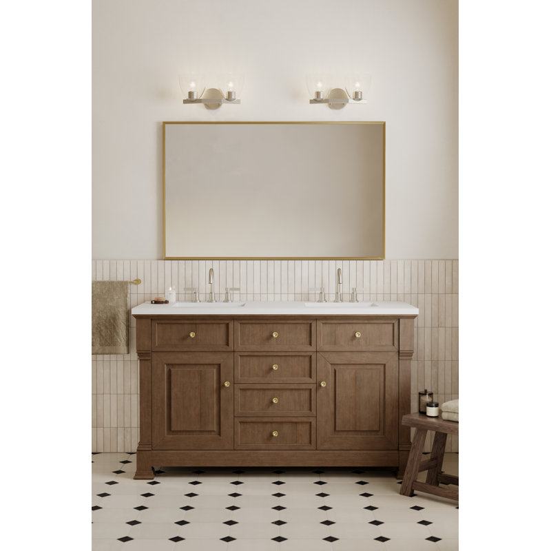 Meuble-lavabo 2 lumières 15,25 po Noellea, H 7,5 po x l 15,25 po x P 7,75 po, Deux lumières, Nickel