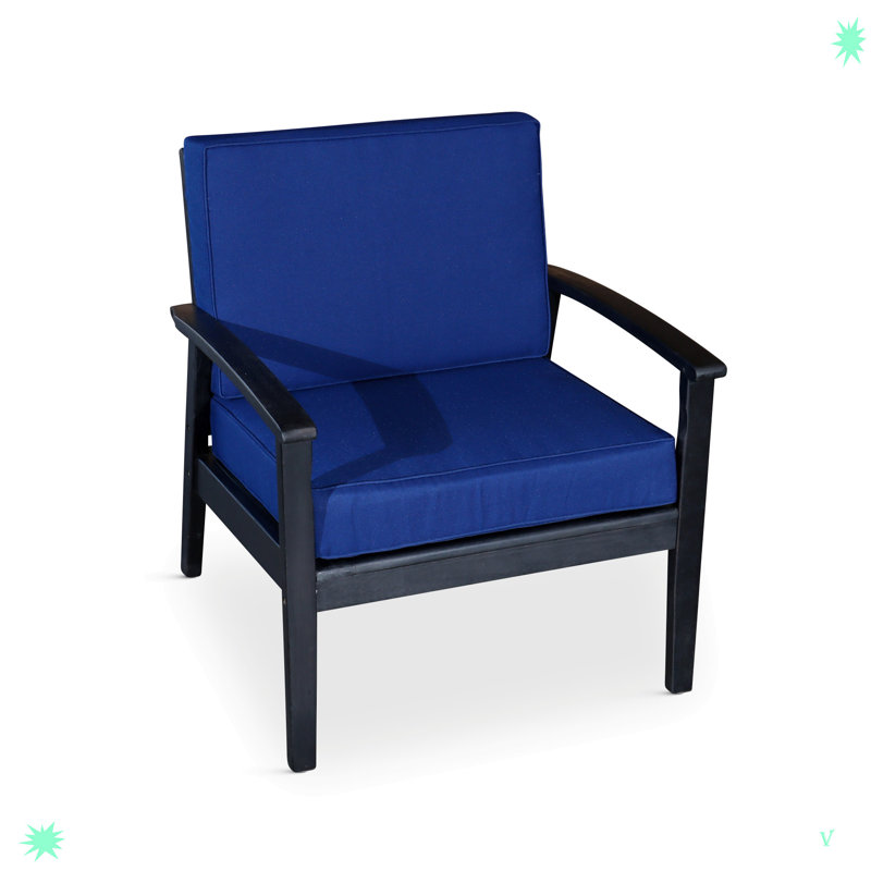 Méridienne d'extérieur en bois Durane, Bleu marine, Noir