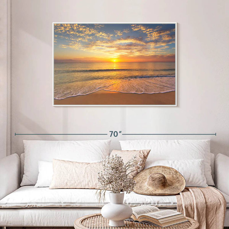 Vue apaisante sur l'océan, Cadre flottant blanc, 43 po x 29 po