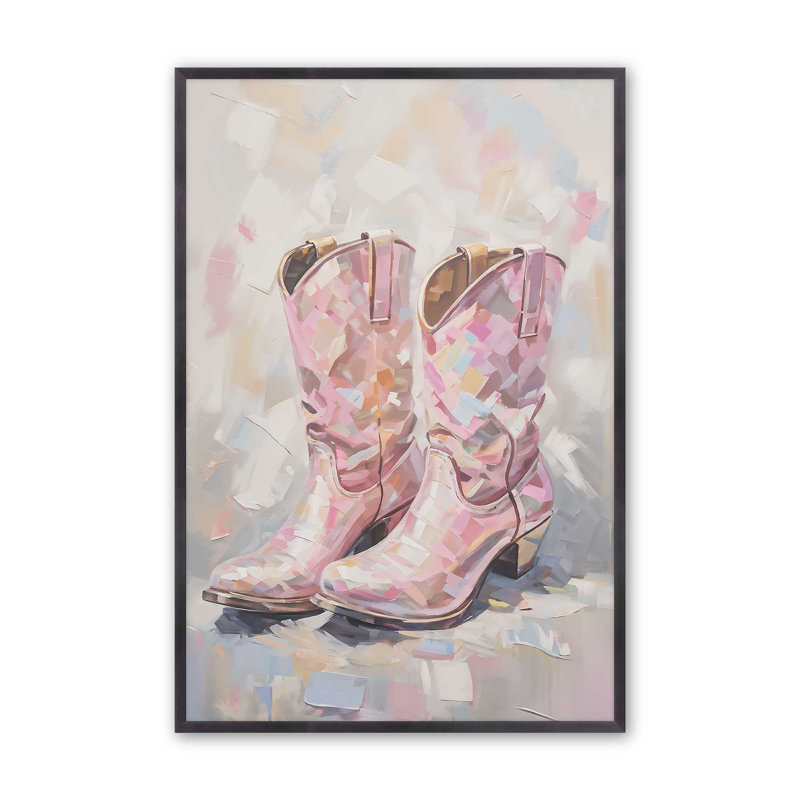 Cowboy Essentials in Pink I Print, H 15,25 po x l 12,25 po, Zinc patiné