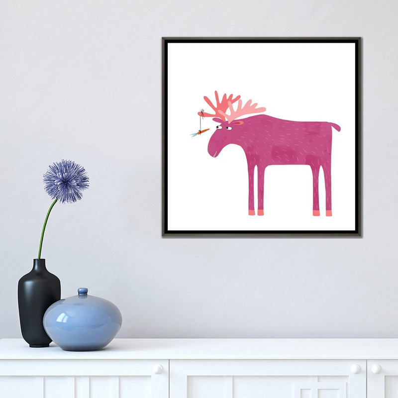 « Daft Moose » par Nic squirrell-impression d’art graphique, Toile avec cadre gris, H 18 po x l 18 po x 1,5 po, Pas de tapis