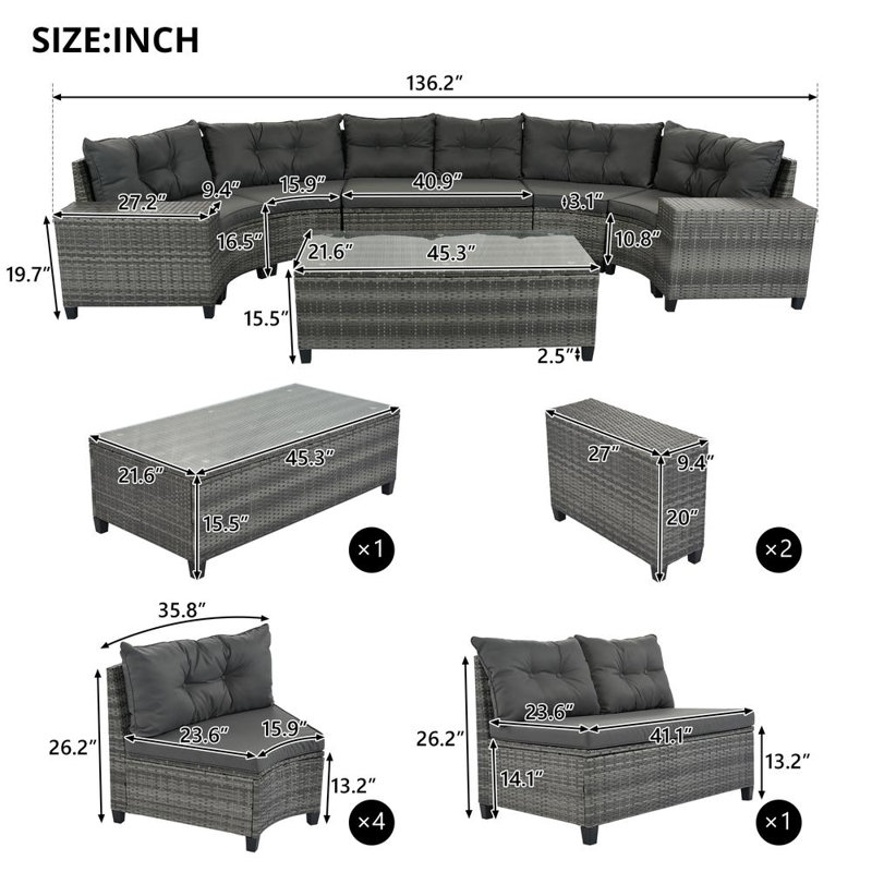 8-pieces Outdoor Wicker Sofa Set