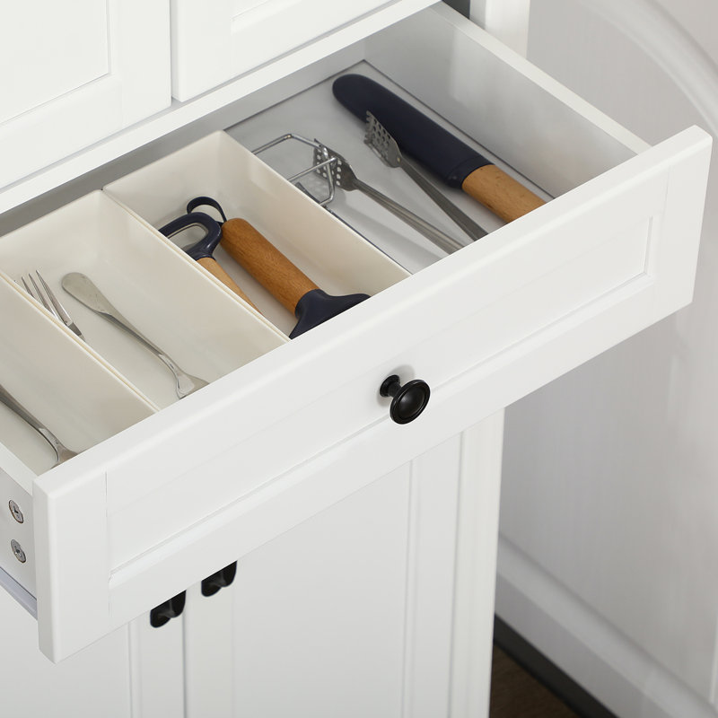 Armoire de cuisine blanche à 4 portes de 67 po de hauteur avec tiroir et tablettes réglables pour la salle à manger - Améliorez votre apparence