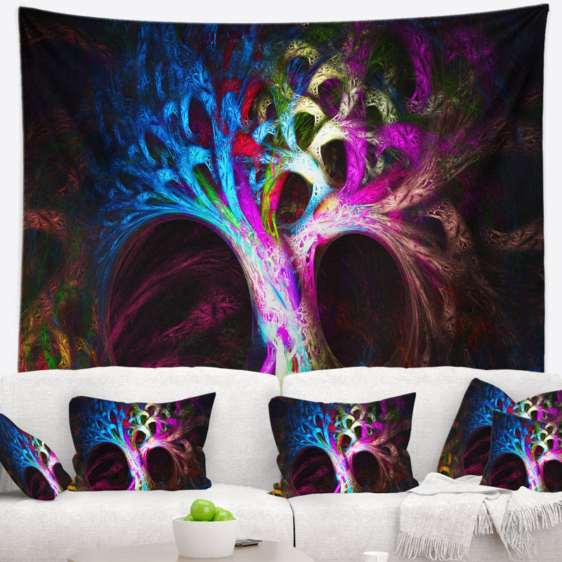 Tapisserie pour arbre psychédélique multicolore abstract magique, H 68 po x l 80 po