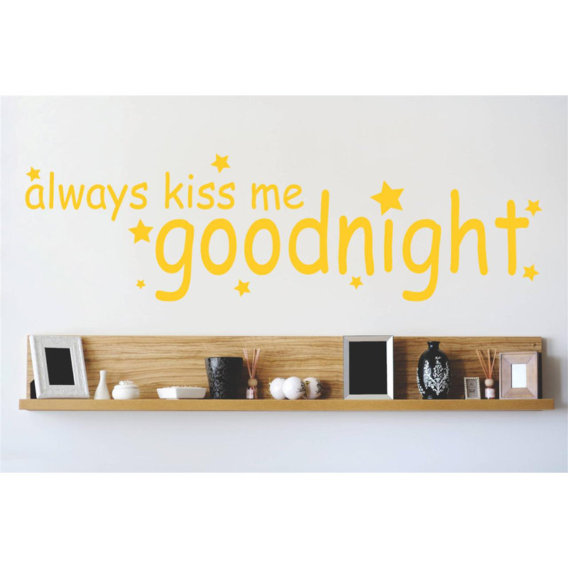 Décalcomanie murale toujours baisers me goodnight, Jaune, H 6 po x l 30 po x P 0,16 po