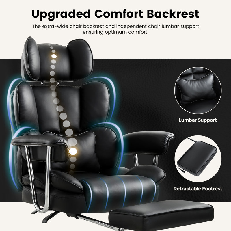 Armie Polyester Blend Executive Chair with Headrest, Black