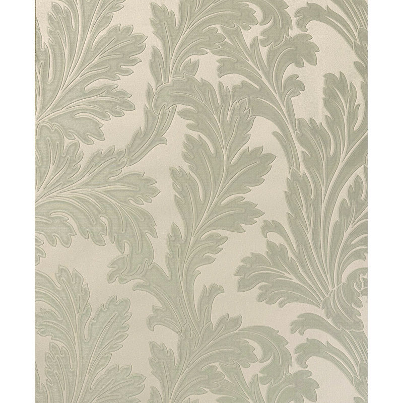 Papier peint texturé non tissé à motif de feuilles d'acathus embossées Pi., Sauge