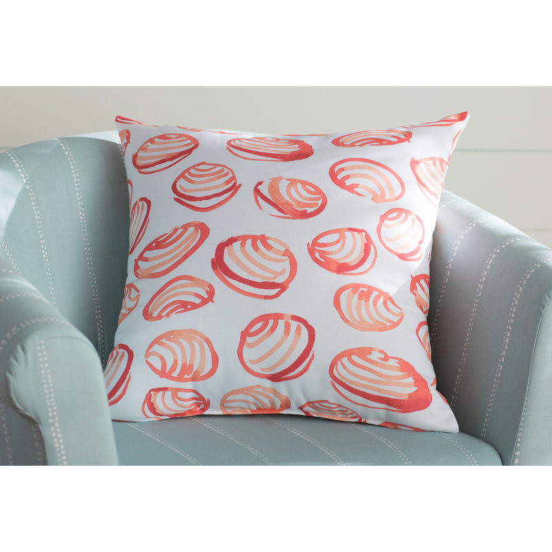 Housse de coussin carrée à motifs géométriques et insert, H 16 po x l 16 po, Corail