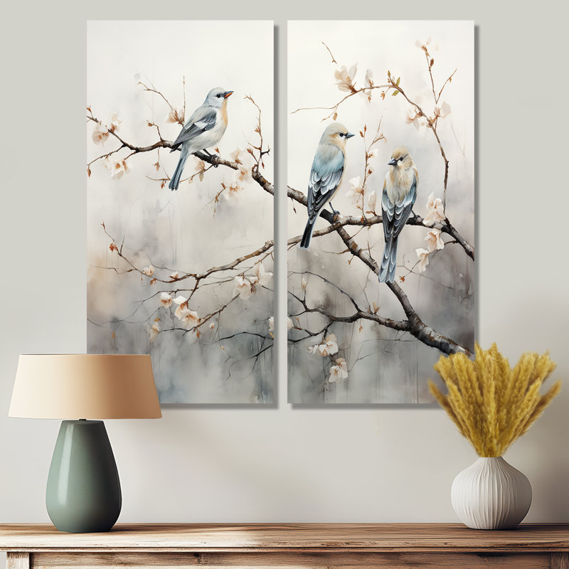 «Birds On The Brink IV», art mural grand oiseau, H 32 po x l 32 po, Toile tendue, Ne s’applique pas