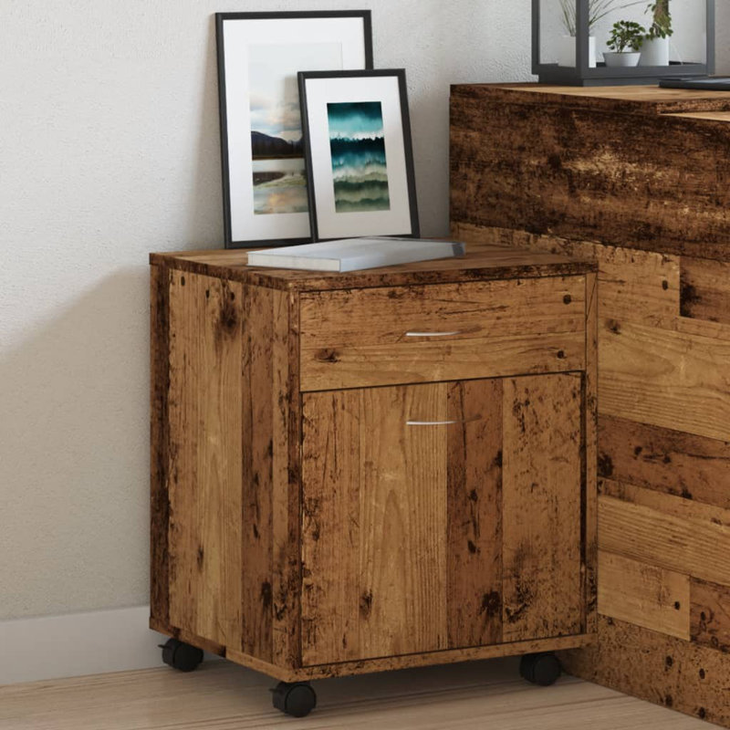 Arpelar 1 Drawer Filing Cabinet, Old Wood