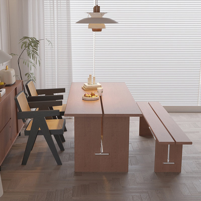 Solid wood light dining table, 29.52"H x 86.61"L x 35.43"W