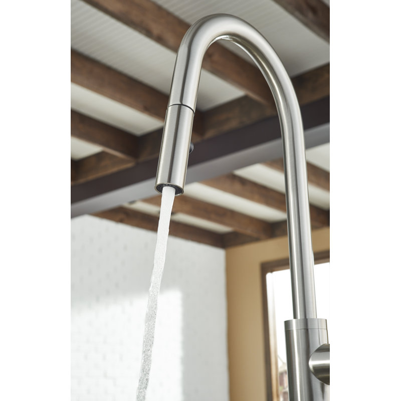 Parma Cafe Single Handle Pull Down Sprayer Kitchen Faucet, Stainless Steel