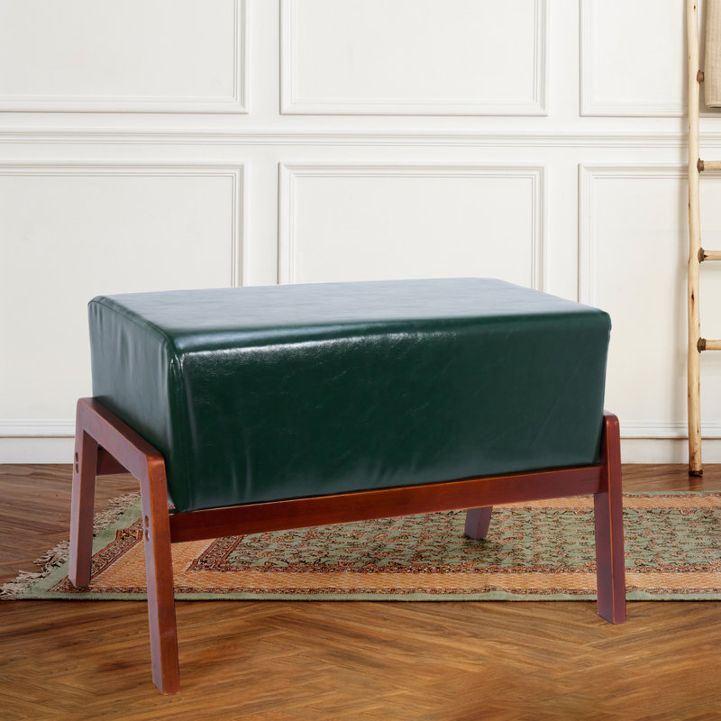 Tabouret en bois rembourré Mid Century, Vert