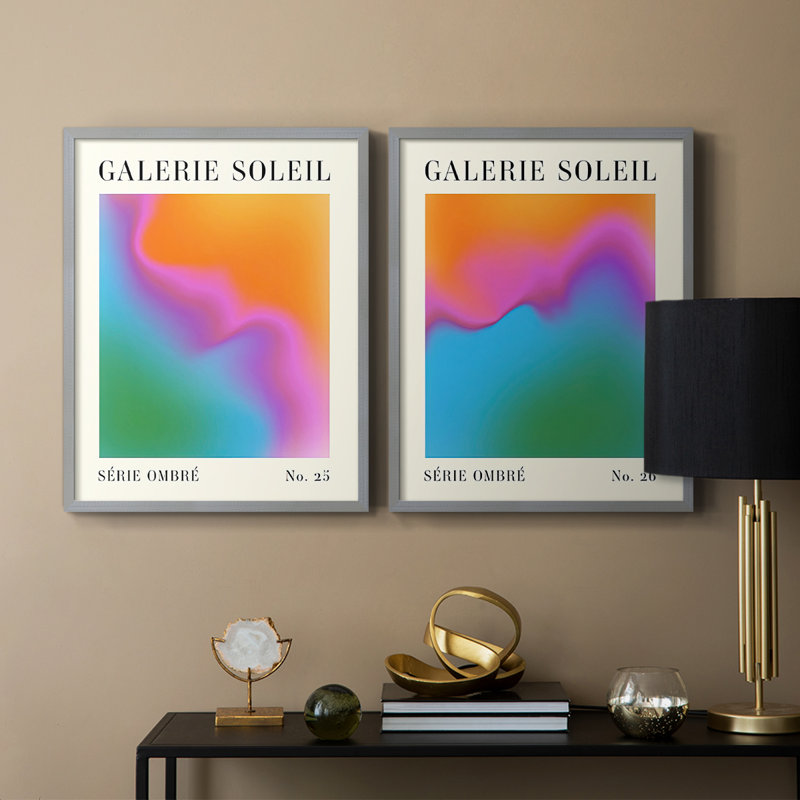 Reproduction encadrée Gallerie Gradient I-Premium - prête à être accrochée - aucun clou requis - aucun clou requis, Vert