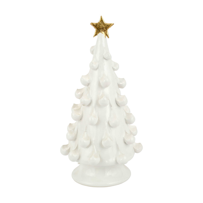 Foresta Medium Tree with Gold Star, White/Gold