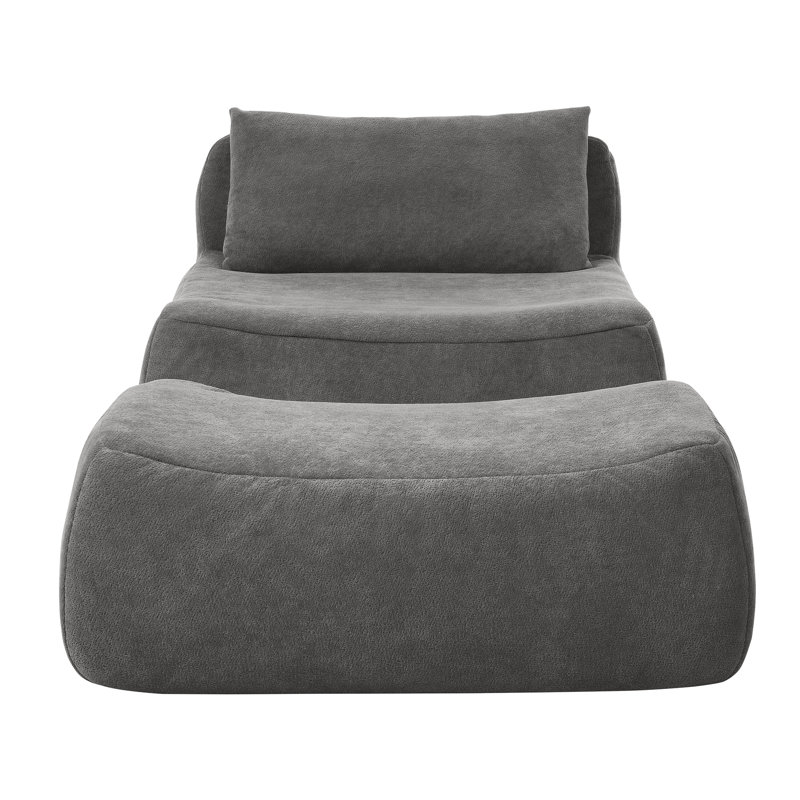 Méridienne de taille moyenne à douce avec chenille inclinable spacieuse grise, Gray Chenille
