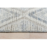 6x9 Ivory Hand-Knotted Wool Diamond Weave Geometric Modern Contemporary Carpet Rug
