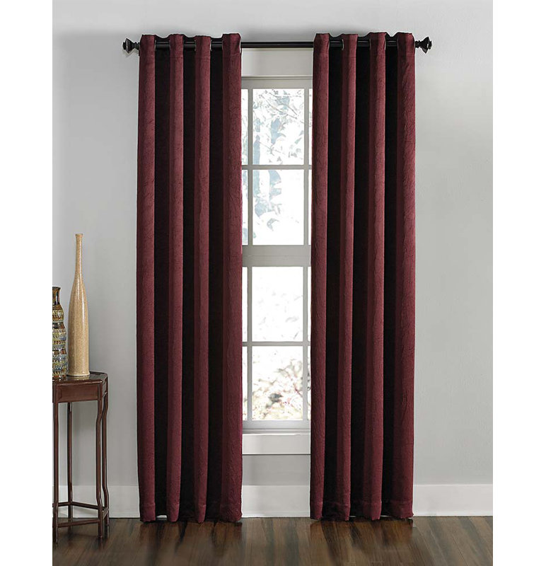 Manzano Solid Colour Room Darkening Grommet Curtain Panel, Wine, 50" W x 95" L