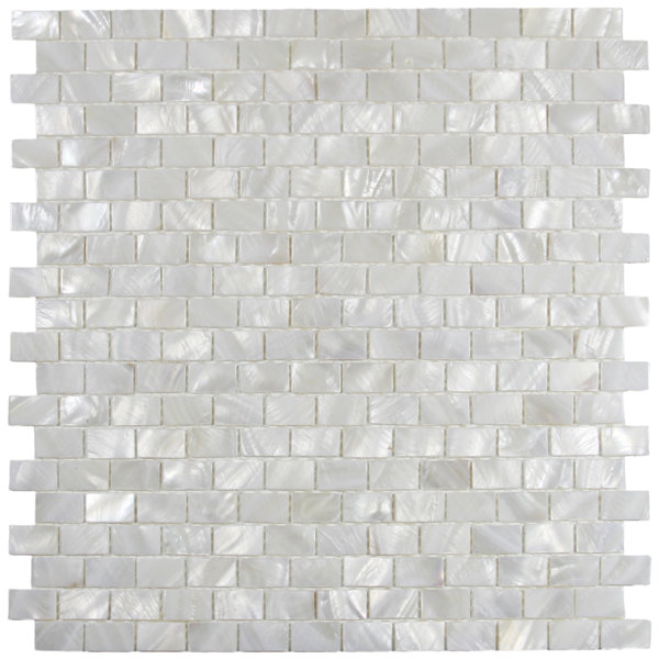 Arctic 0.59" x 0.98" White Seashell Mosaic Tile Waterproof Matte Finish Mesh Backed 1 Sq Ft