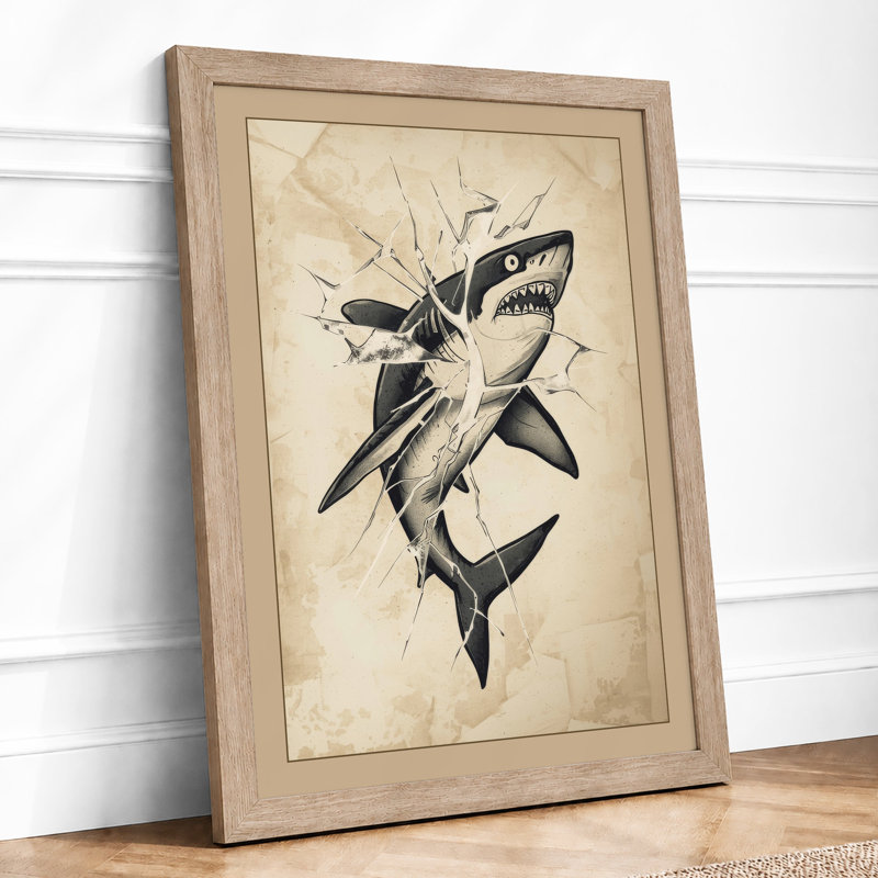 Shark In Motion Vintage - Print, Oak, A3 - 42.0 x 29.7 cm