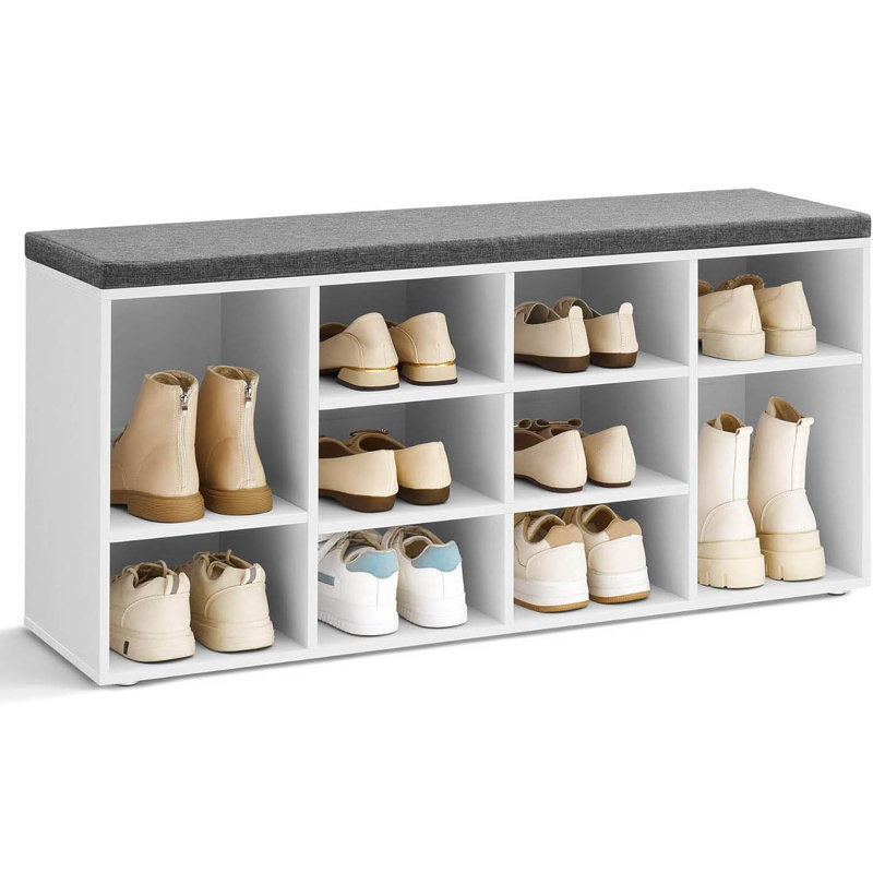 Wood Storage Bench, White