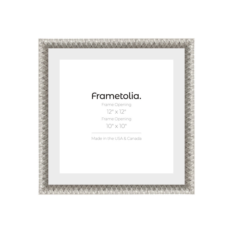 Cadre mural Frametolia Art Deco - largeur 7/8 po - passe-partout étroit, 12 po x 12 po, Argent argent