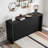 Wood Veneer Simple Entryway Table with Wavy Design-1169656983