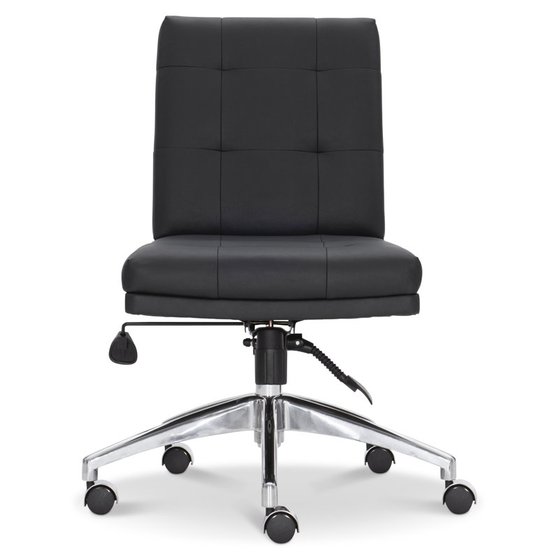 Stevenson Transitional Black Leather Swivel Task Chair